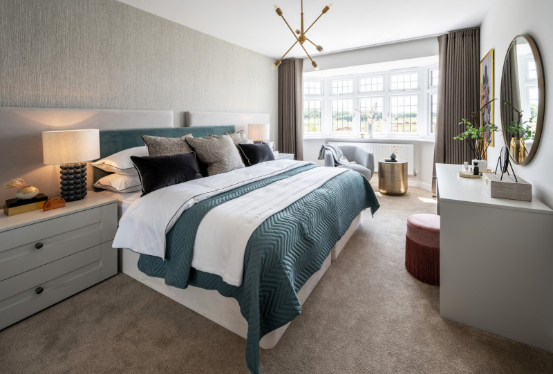 Redrow's Midsummer Meadows development, with a dynamic and contemporary design in the main bedroom