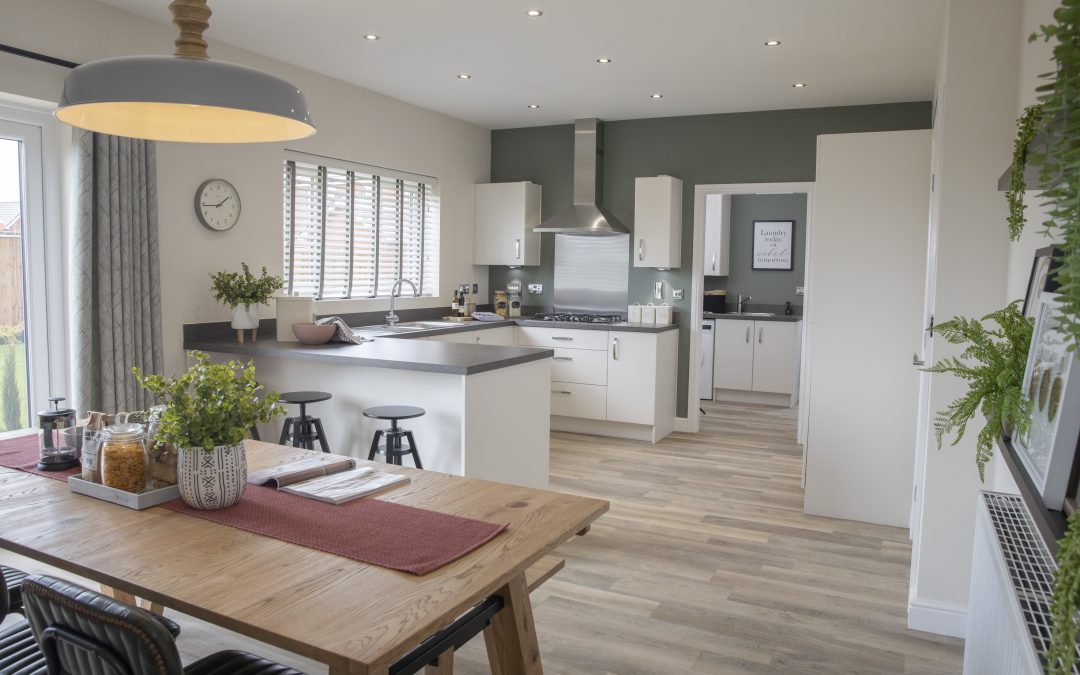 Open kitchen diner in new build home