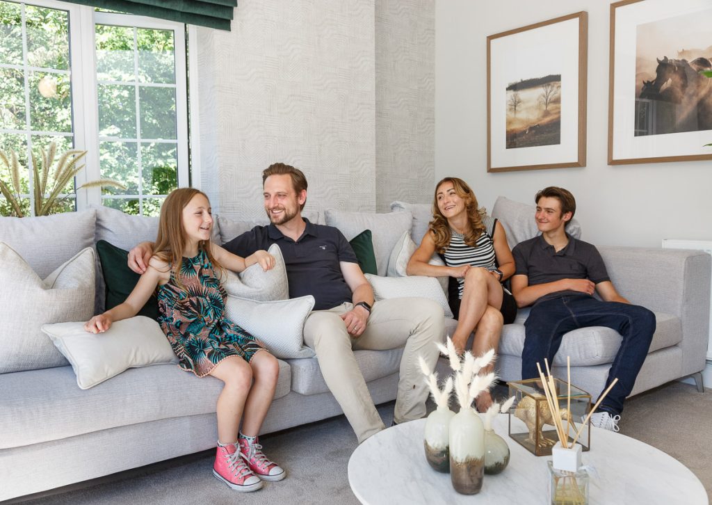 Family in living room