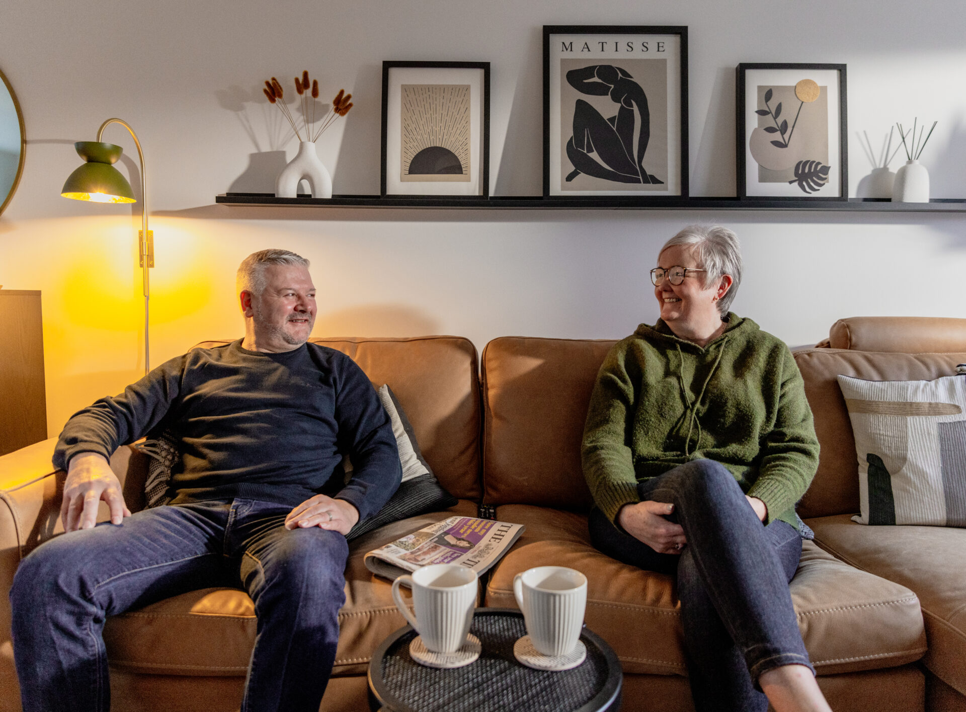 couple at home in living room